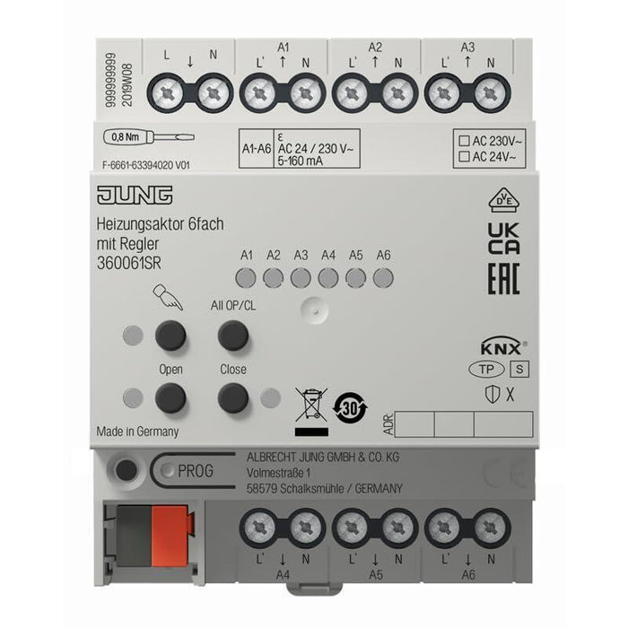 Jung 36006 1s R Knx Actuador De Calefacción 6vías Con Regler