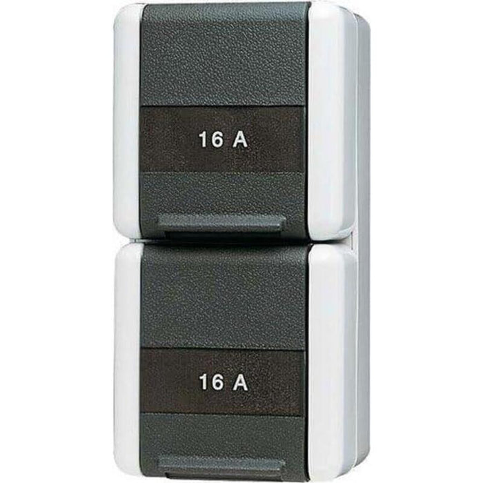 Jung 822 Na W Ap Wd-Doble-Toma De Corriente Senkrecht Schriftfeld