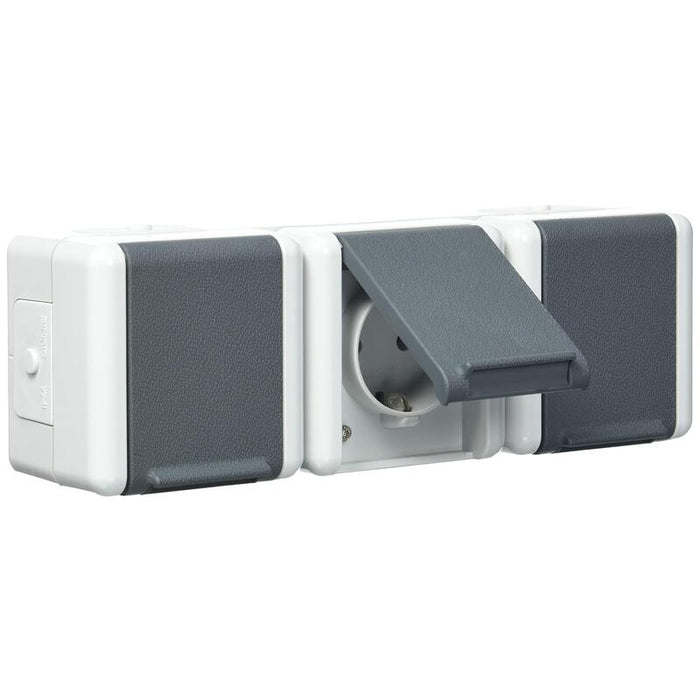 Jung Schuko-Toma De Corriente 3-Vías 8230w Wg800 Ip44 Waagr.Mont. 5 Leit-E. 8230w (8230w)