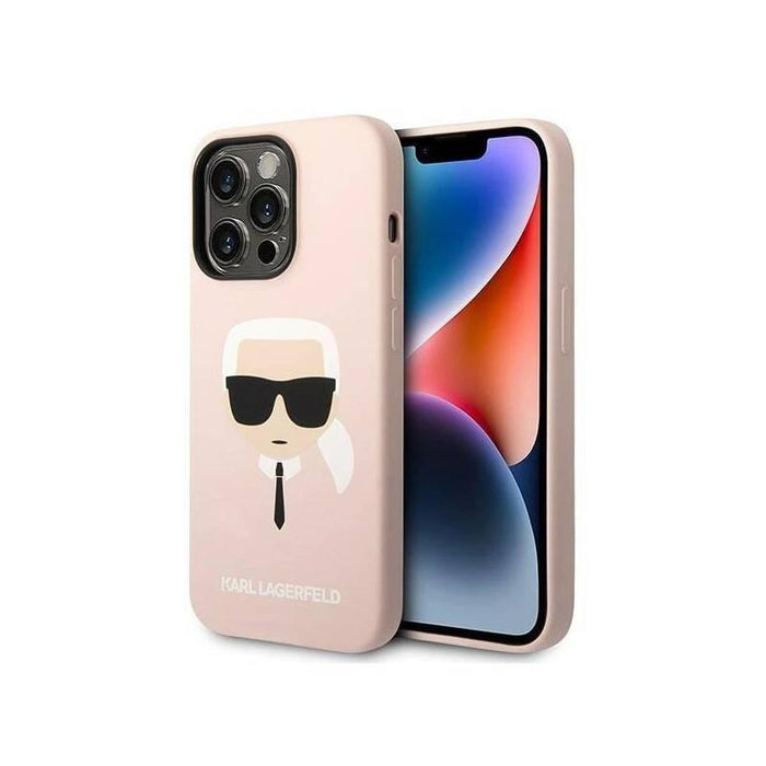 Karl Lagerfeld Klhmp14xslkhlp Iphone 14 Pro Max 6,7" Hardcase Jasnorózowy Light Pink Silicone Karl`S Head Magsafe