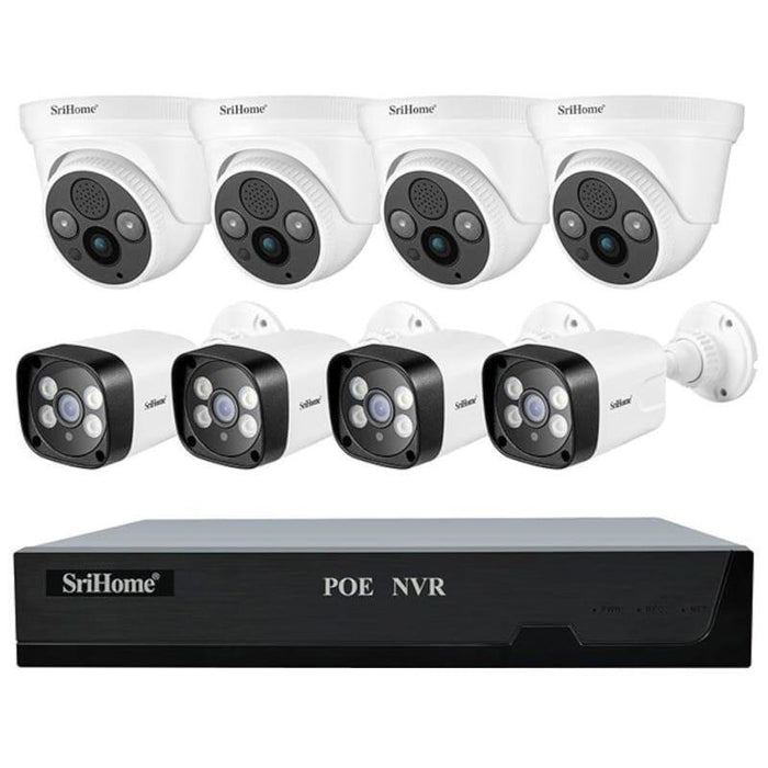 Kit De Videovigilancia Grabador Sricam Nvs005 + 4 Cámaras Sh035b + 4 Cámaras Sh030b