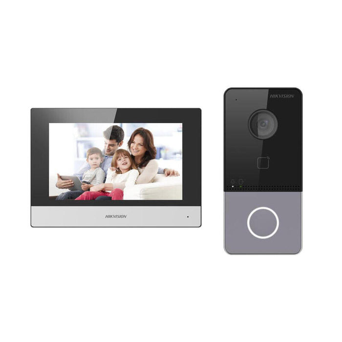 Kit Videoportero Ip Wifi Placa De Calle Cámara 2mp  + Monitor 7" Lector Mf App P2p Montaje Superficie Hikvision