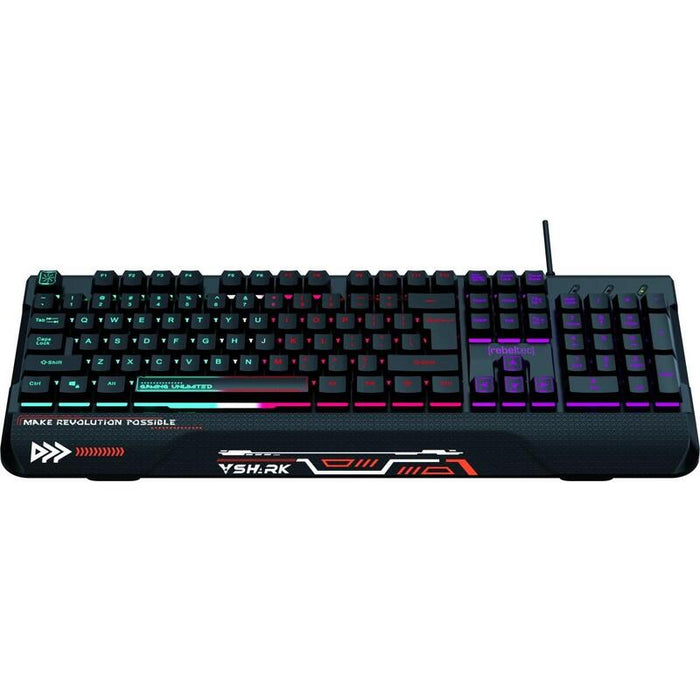 Klawiatura Pelnowymiarowa Rgb Dla Graczy Shark Wbudowana Podkladka Pod Nadgarstki, Wodoodporna Konstrukcja