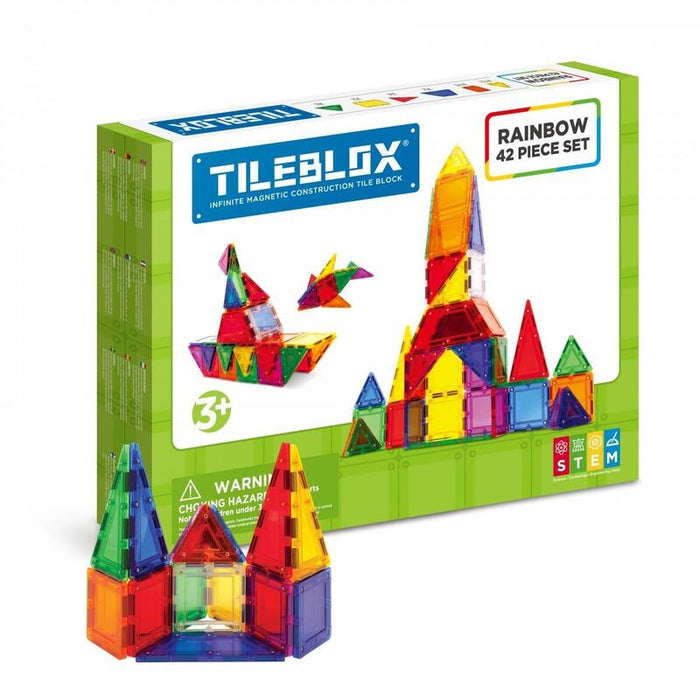 Klocki Magnetyczne Tileblox Zestaw Teczowy 42 Elementy