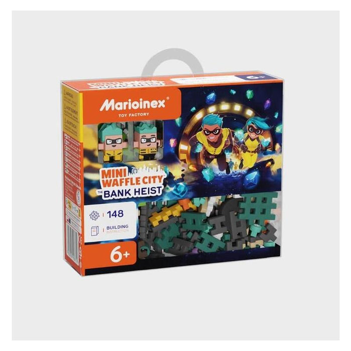 Marioinex Bloques Mini Waffle City Atraco Al Banco, 148 Piezas