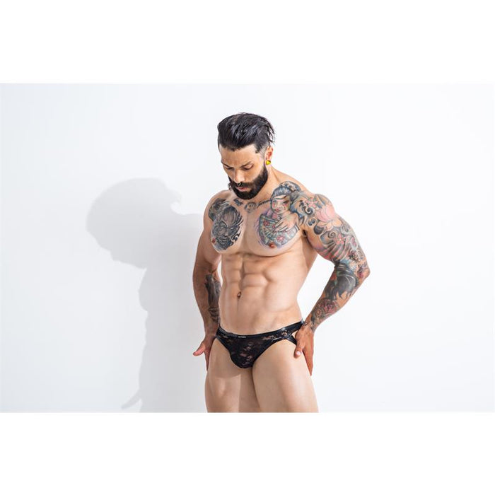 L4ce04 Slip Estilo Suspensorio Con Encaje Talla (Interno):S