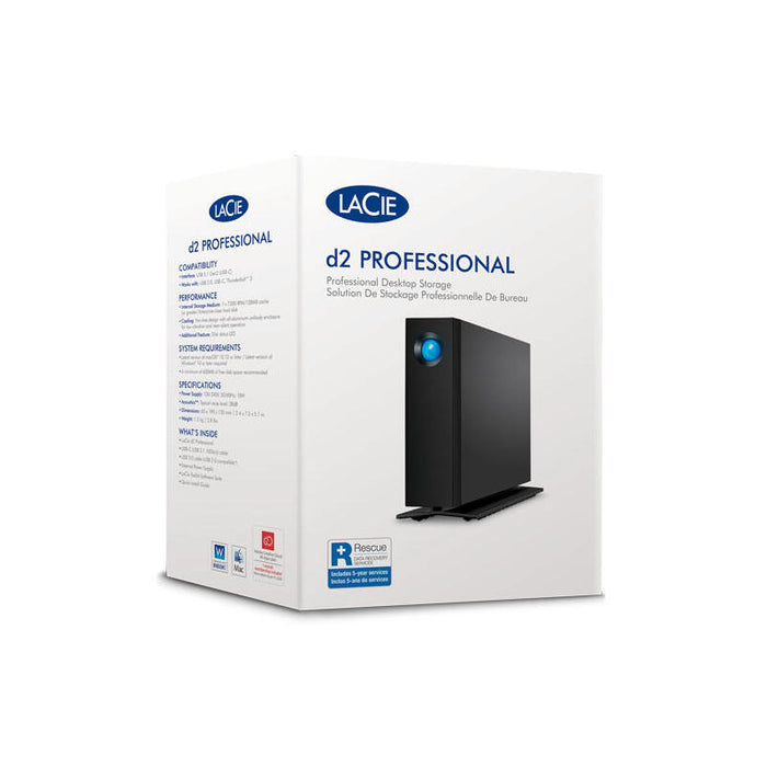 Lacie D2 Professional Stha24000800 Disco Duro 24tb Externo (Sobremesa) Usb3.2 Gen 2 (Usb-C Conector) 7200rpm Con Seagate Rescue Data Recovery