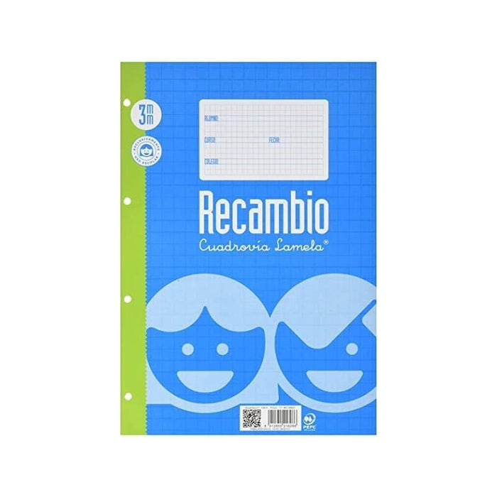 Lamela Recambio Hojas Cuarto Cuadrícula 5mm C/ Margen  Pack -10u-
