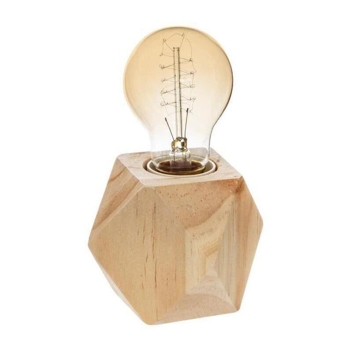 Lampara De Mesa Madera E27 (Bombilla No Incluida)