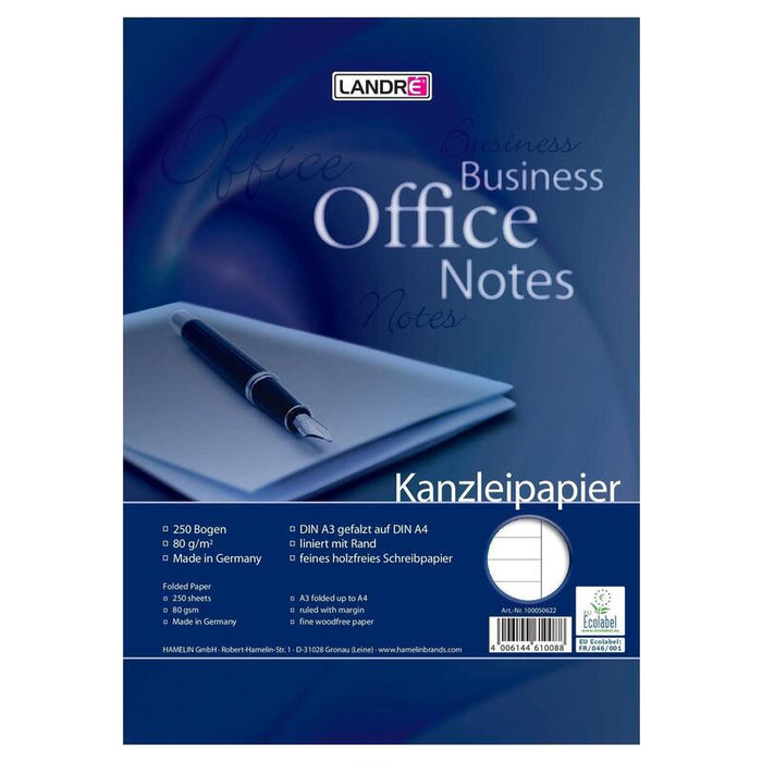 Landre Kanzleipapier Office A3/A4 Rayado 250 Pro Paquete