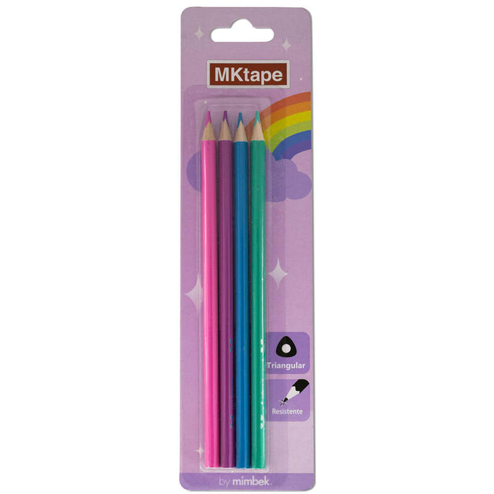Lápices De Colores Mktape Mkt10521 - Triangulares · 4 Colores Pastel