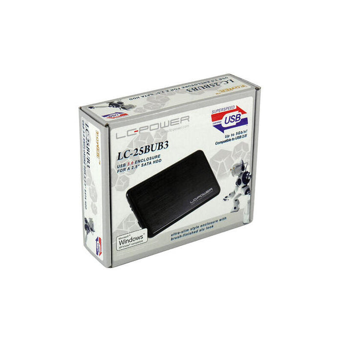 Lc-Power Lc-25bub3, Caja Sata Externa De 2,5", Usb 3.0, Aluminio/Negro