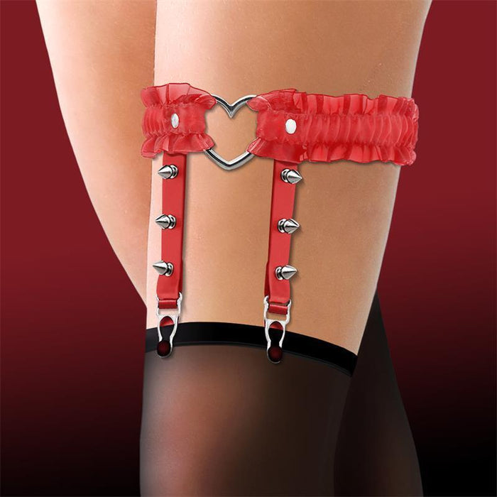 Liga Con Aro En Forma De Corazón Y Volantes Cuero Vegano Talla Única