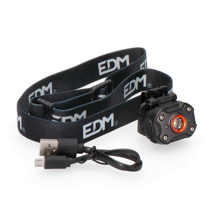 Linterna De Cabeza Frontal 1 Led 8w 400lm Recargable Edm
