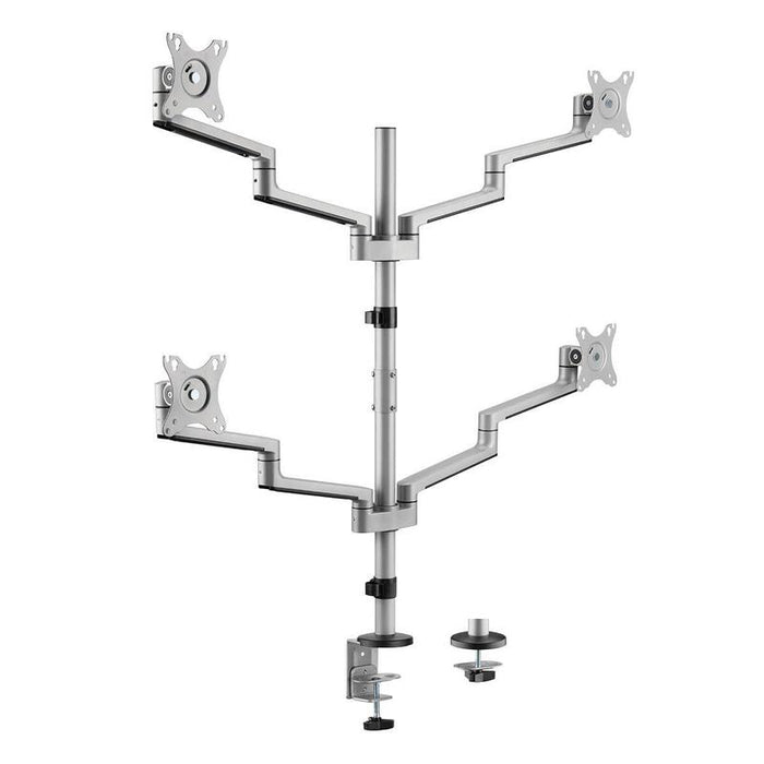 Logilink Bp0211 Quad Monitor Mount 17-32" 6 Kg Per Arm Tiltable Swivelling And Rotatable Clampable