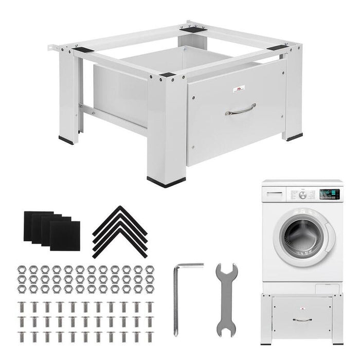 Maclean Mc-117 W Base Para Lavadora / Secadora Con Cajón, Carga Máx. 150kg, Blanco