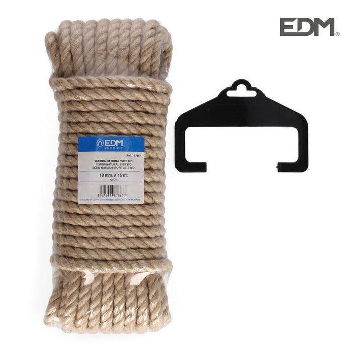Madeja 15m Cuerda Natural Yute Bio. 3 Cabos. Calibre 10mm Edm