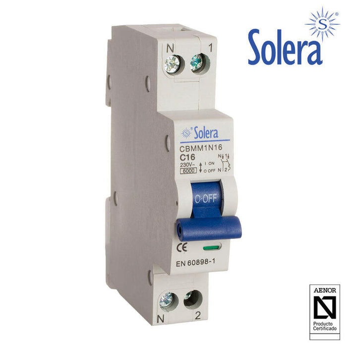 Magnetotermico Solera 1polo+Neutro 16a (Estrecho) (Retractilado) Cbmm1n16