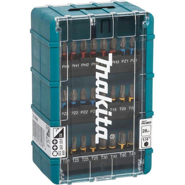 Makita Juego De Puntas Y Vasos De Torsión Impact Premier E-25068, 28 Piezas Azul, 1/4", Para Llaves De Impacto E-25068