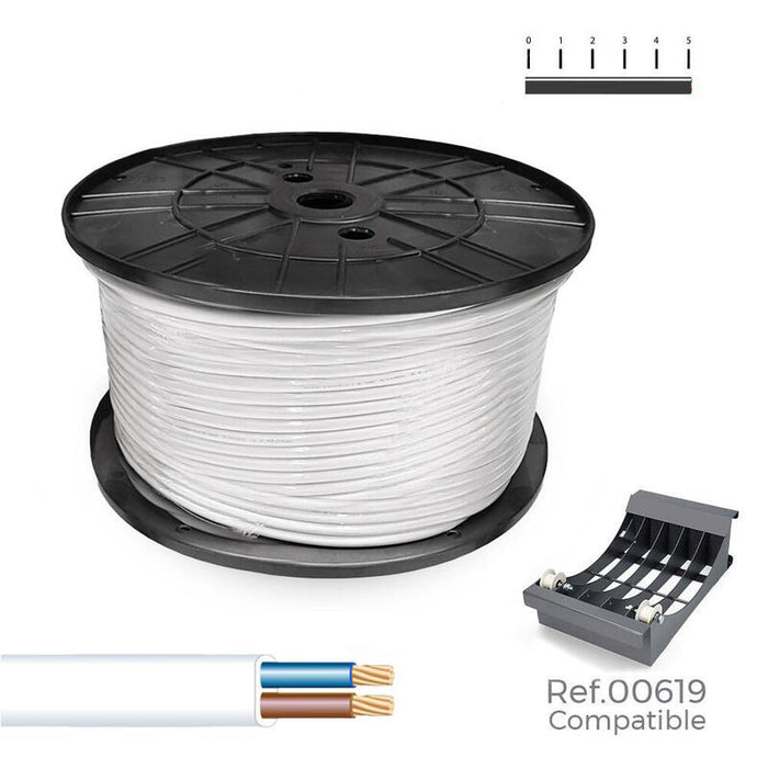 Manguera Plana H05vvh2-F 2 X 1,00 Mm² Blanca, 300 M. (Bobina Grande)