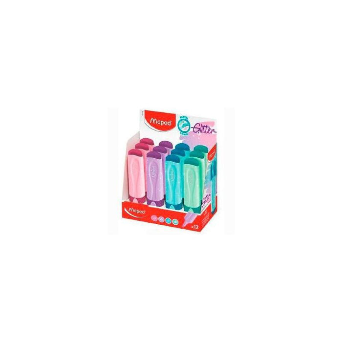 Maped Marcadores Fluorescentes Fluor´Peps Glitter Surtidos -Expositor 12u-