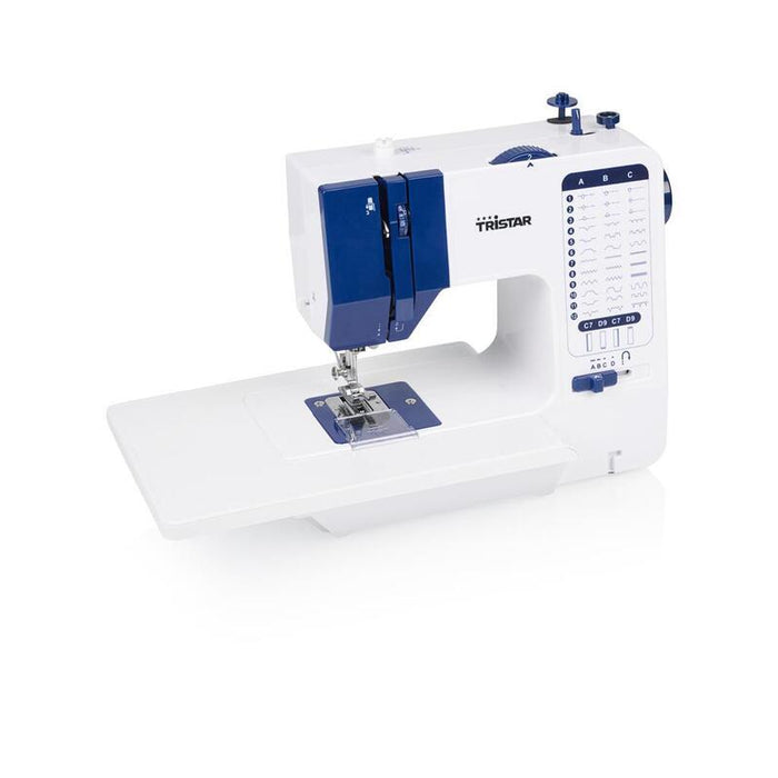 Máquina De Coser Tristar Sm-6005, 38 Patrones Incorporados, Blanca Y Azul