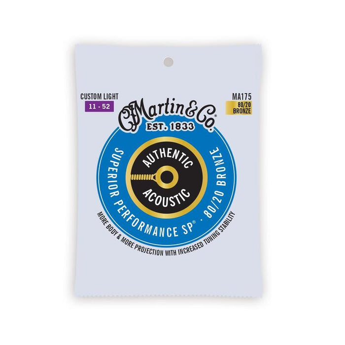 Martin Cuerdas Para Guitarra Acústica, Superior Performance Custom Light 11-52, Bronce 80/20 (Ma175)