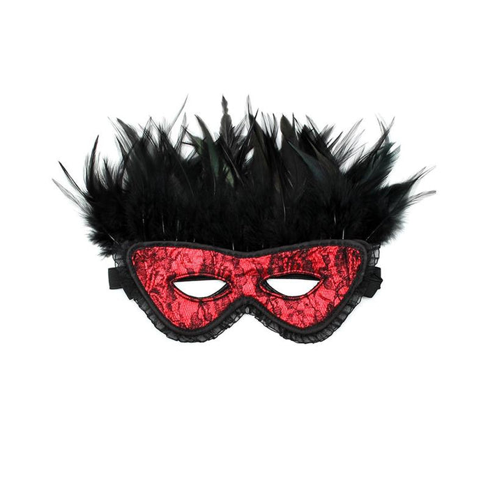 Máscara De Lujo Con Plumas Rojo