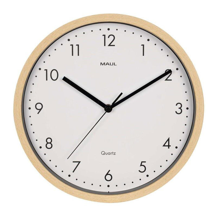 Maul Reloj De Pared Maulgrain 30 Cm Redondo Con Mecanismo De Cuarzo, Sin Ruido De Tictac, Marco De Plástico En Imitación De Madera