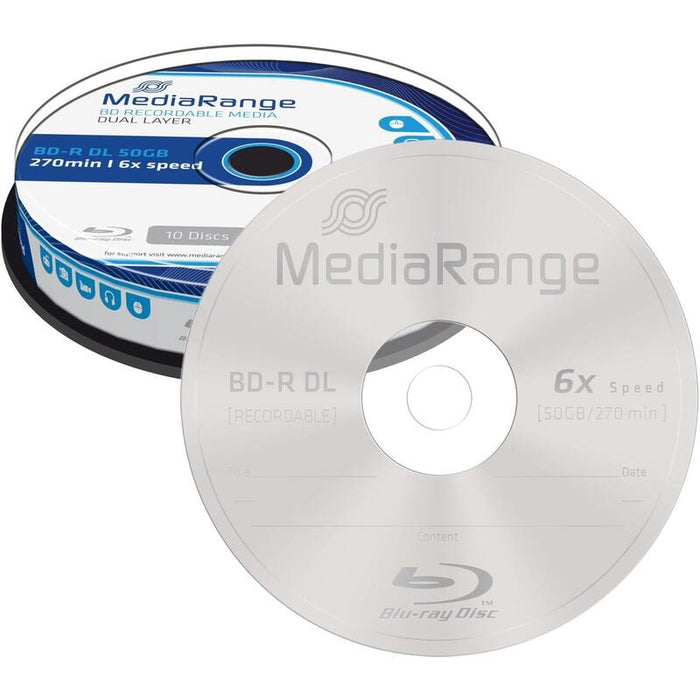 Mediarange Bluray 50gb 10pcs Bd-R Cake 6x Double Layer