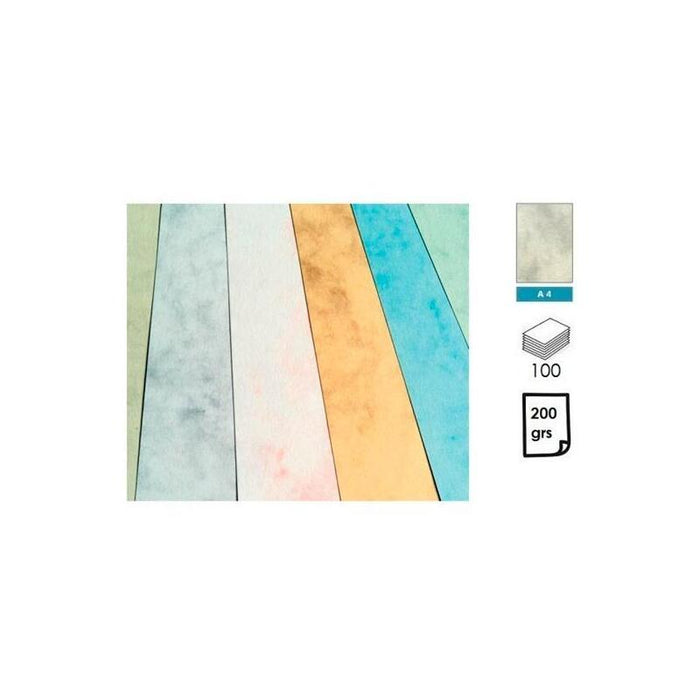 Michel Papel Marmoleado A4 200gr Pack 100h Gris