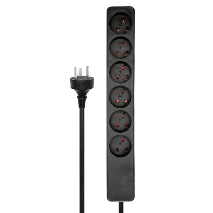 Danish Edb Power Strip 6-Way  Black 3m Cable