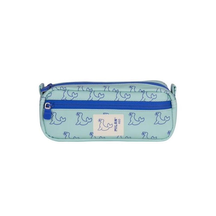 Milan Coleccion 460 Portatodo Rectangular - 2 Compartimentos Con Cremallera - Verde/Azul