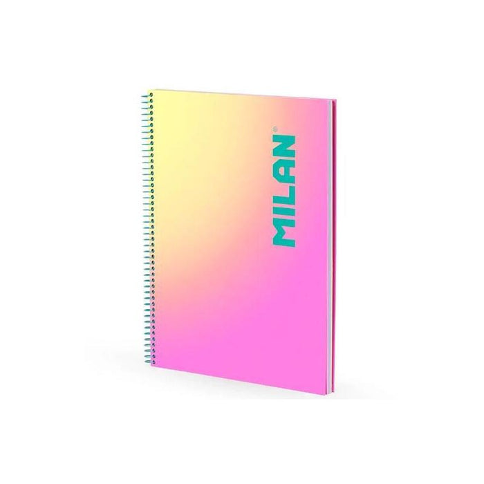Milan Cuaderno Espiral A4 90h 95gr Cuadrícula 5x5 Tapa Dura Colección Sunset Rosa