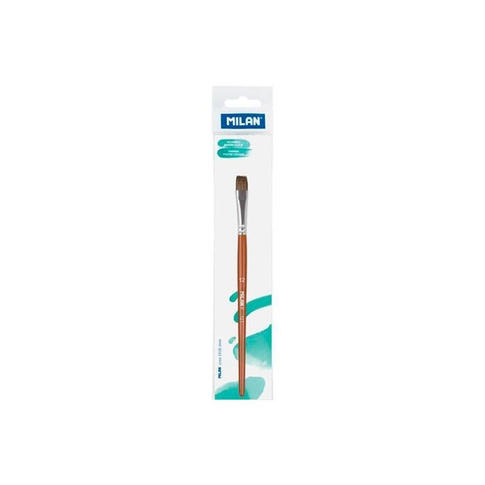 Milan Pincel Escolar Plano Serie 121 Nº 12 En Bolsita C/Colgador Marrón