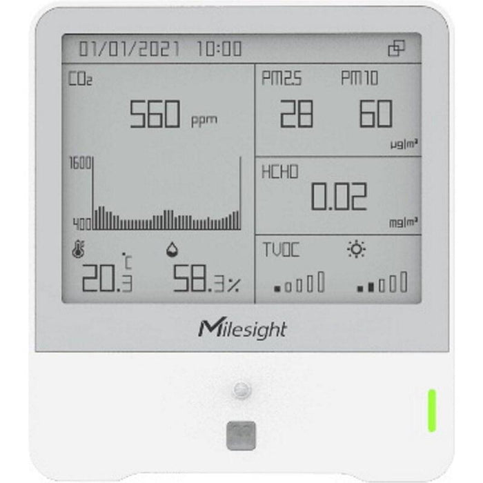 Milesight Iot Indoor Ambience Monitoring Sensor, Am319-868m-O3 Lorawan / Temp. / Humidity / Co2 / Pir / Light / Tvoc / Hpa / Pm 2.5 / Pm10 / O3 /E-Ink Display