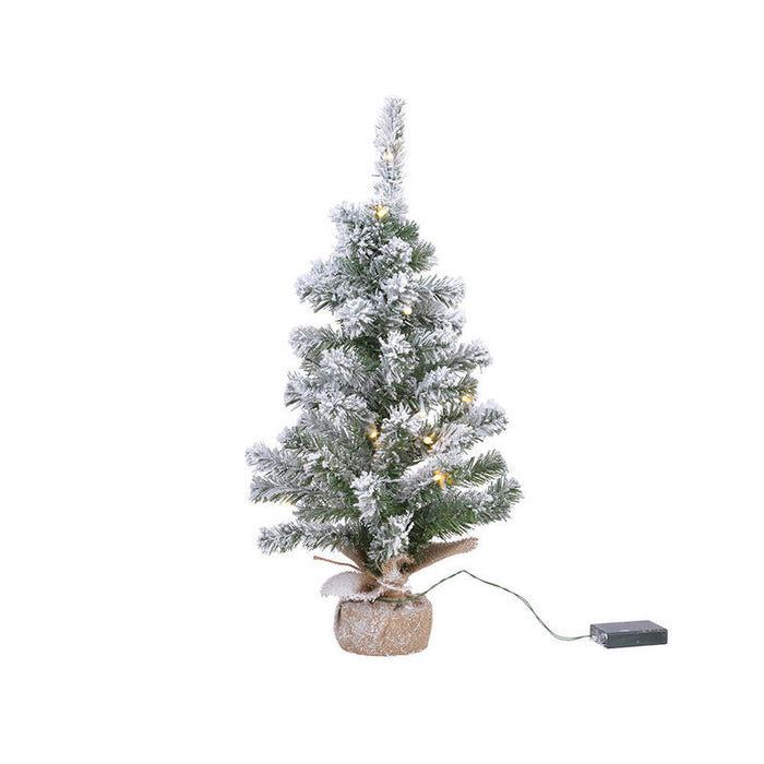 Mini Pino Imperial Nevado Con Microled, Luz Fija, Ø36x60cm, Luz Blanco Calido.