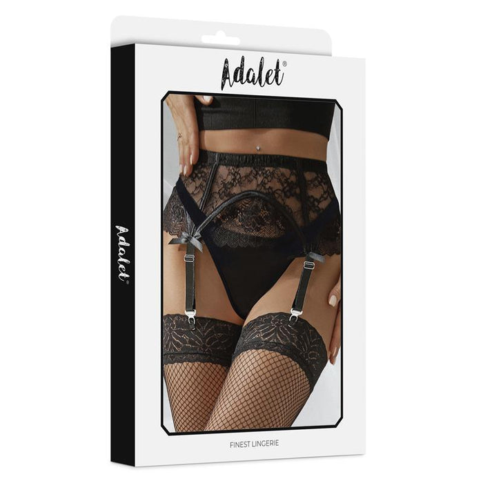Miranda Liguero De Encaje Con Tanga Negro Talla (Interno):S/M