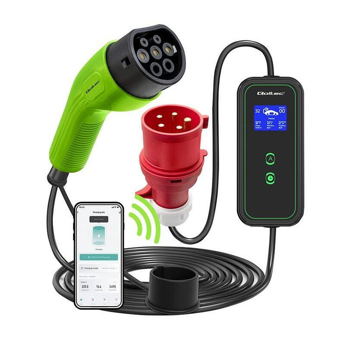 Mobilna Ladowarka Do Samochodu Elektrycznego Ev Z Regulacja 2w1 Typ2 7kw 230v Cee 3 Pin Wifi Lcd Przenosna Wallbox 5m