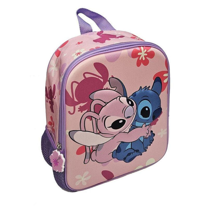 Mochila 3d Angel & Stitch Disney 29cm