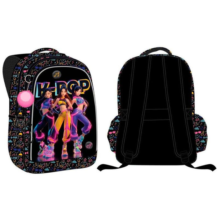 Mochila Llavero Pompon + Pines Metal Kpop 43cm