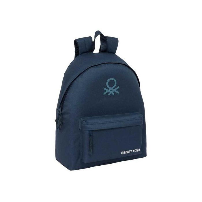 Mochila Safta Benetton Basics Antracita - Bolsillo Frontal - Hombreras Acolchadas - Doble Tirador En Cremallera - Asa