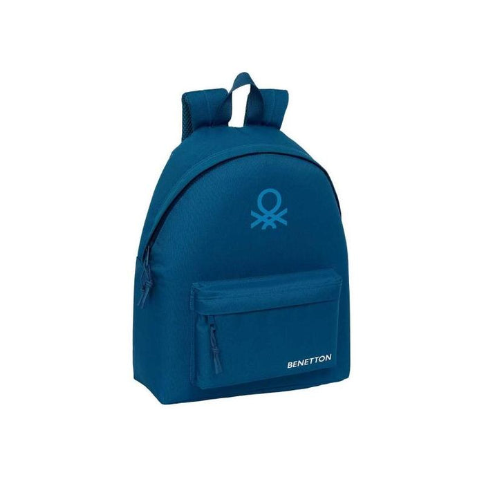Mochila  Safta Benetton Basics Marino X- Bolsillo Frontal - Hombreras Acolchadas - Doble Tirador En Cremallera - Asa