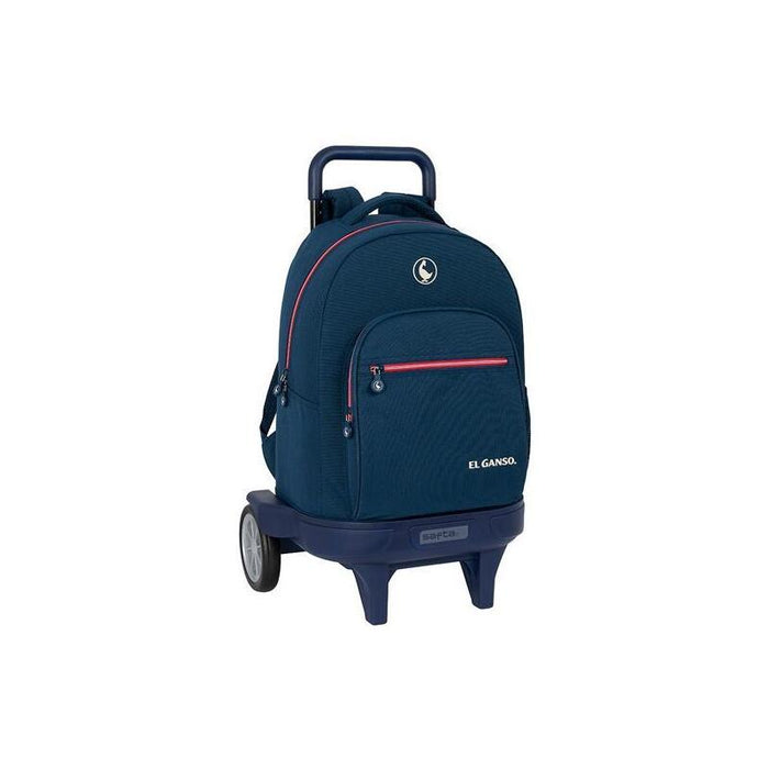 Mochila  Safta Grande C/Ruedas Compact Evolution Extraíble El Ganso "Classic" Azul