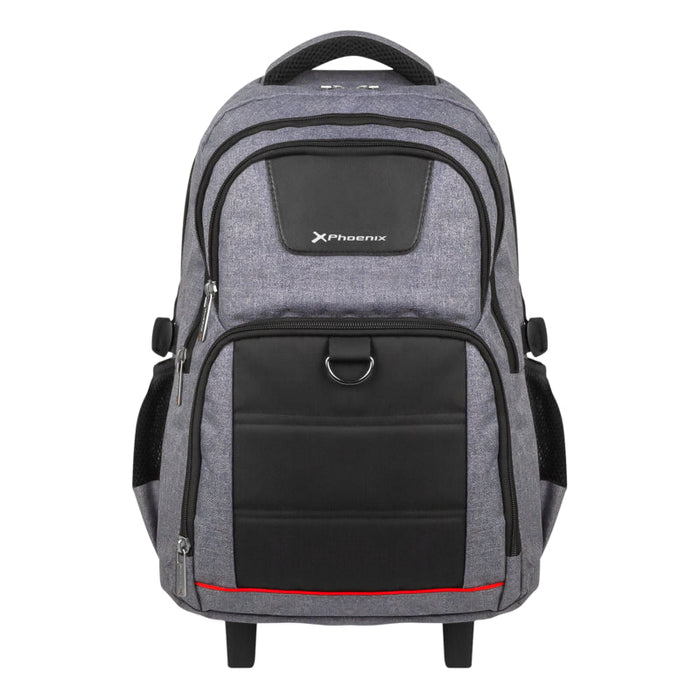 Mochila Trolley Con Ruedas Para Porttil Hasta 17 " Fabricada En Tela Gris