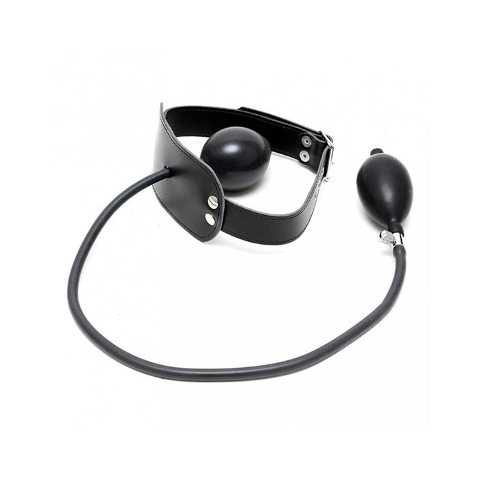 Mordaza Cuero Con Globo Inflable Y Bomba Ajustable