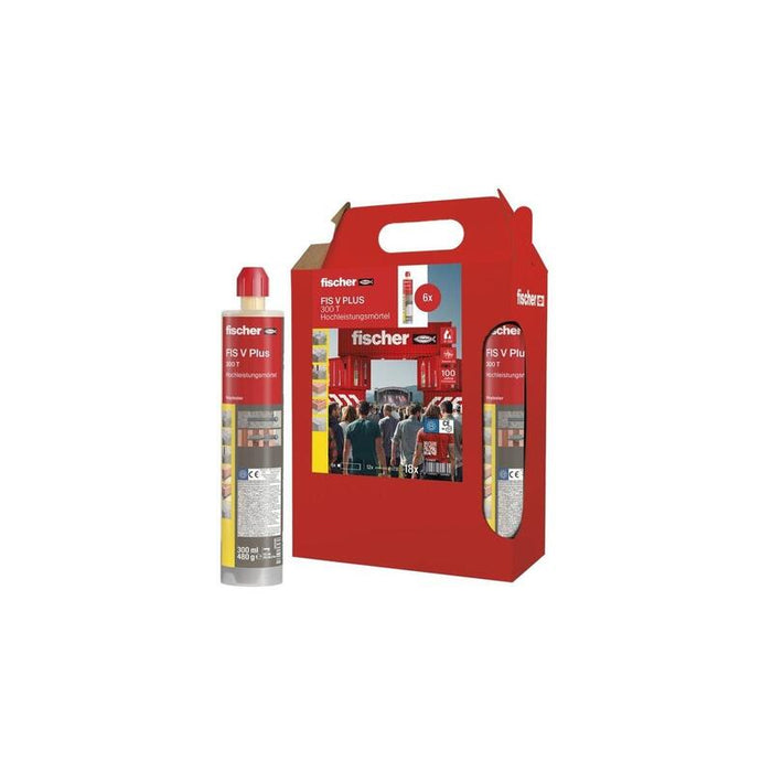 Mortero De Inyección Fischer Fis V Plus 300 T Six-Pack Gris, 6 Cartuchos De 300 Ml Cada Uno 576808