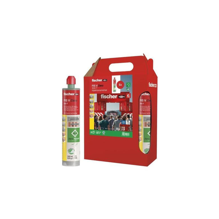 Mortero De Inyección Fischer Fis V Zero 300 T Six Pack Verde, 6 Cartuchos De 300ml Cada Uno 576810