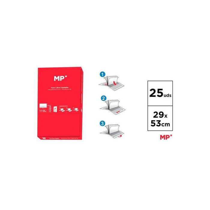 Mp Forro De Libros 29cm Antirasgado 130 Micras Ajustable Caja 25 Transparente