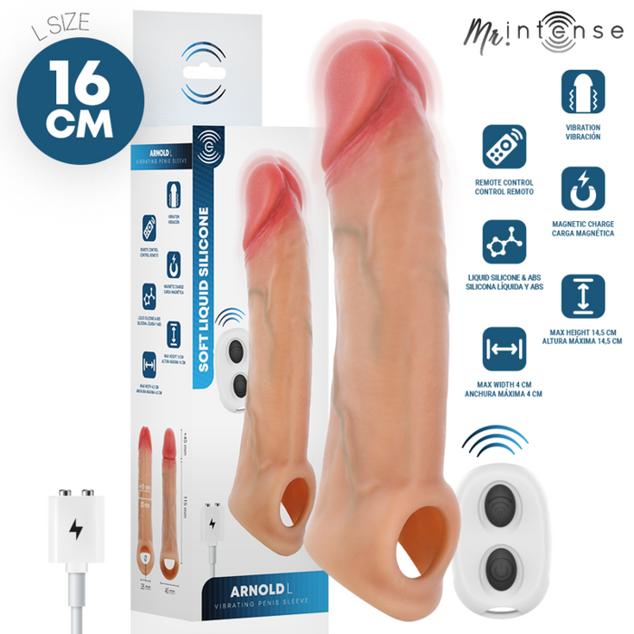 Mr Intense - Arnold L Vibrador Funda Pene Silicona Control Remoto 16 Cm -Ø- 4.5 Cm